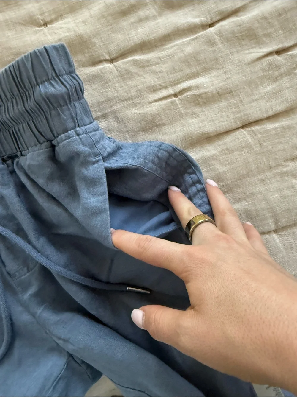 Quince Wide Leg Linen Pants Moonstone Blue Size XS 100% European Linen